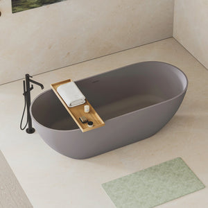 English Elm 63" Stone Resin Freestanding Soaking Tub Matte Finish Spa Bath Contemporary W1920P397272