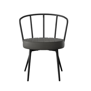 English Elm Dining Chairs Set Of 2 - Mid-Century Modern Armless Design, Water-Resistant Grey Upholstery, Ergonomic Comfort For Dining Room Or Café T3950P394505