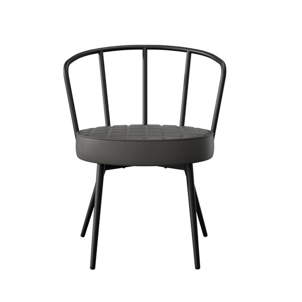 English Elm Dining Chairs Set Of 2 - Mid-Century Modern Armless Design, Water-Resistant Grey Upholstery, Ergonomic Comfort For Dining Room Or Café T3950P394505