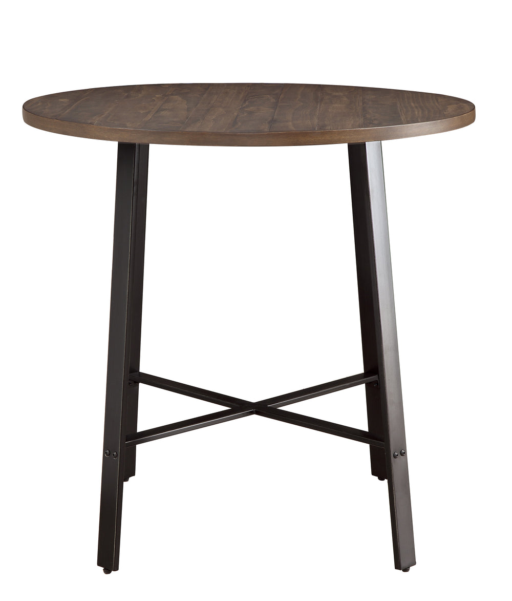 English Elm 1pc Chevre Round Counter Height Table Gray Metal & Burnished Pine Rustic Industrial 36" H B011P246324