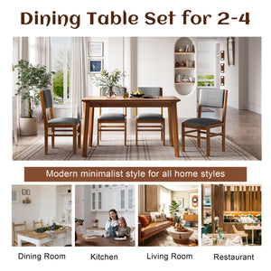 English Elm 5-Piece Counter Height Dining Set with Faux Marble Top and Upholstered Seats, Mid-Century Pub Charm Brown+Gray N752S000017D