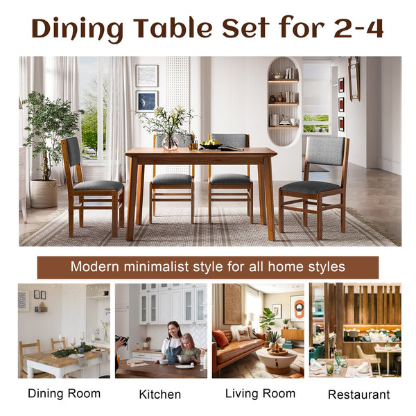 English Elm 5-Piece Counter Height Dining Set with Faux Marble Top and Upholstered Seats, Mid-Century Pub Charm Brown+Gray N752S000017D