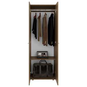 English Elm Armoire 66.9" H - Stylish Natural Oak & White Storage Solution With 2 Doors & Adjustable Shelves B097P395869