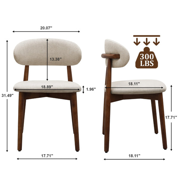 English Elm Warm Grey Flannelette Dining Chair Set Of 2 - Modern Comfort With Walnut Legs For Stylish Spaces T3967P386648-GIGA