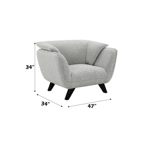 English Elm Nayeli Light Gray Boucle Chair with Pocket Coil Seat, Foam Cushions, Sturdy Pine Frame, 220lb Capacity B2726P265303