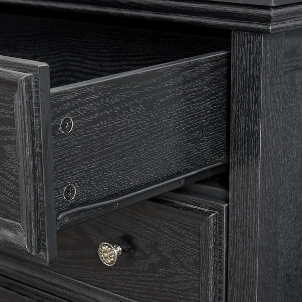 English Elm Modern 5 Drawers Dresser with Smooth Glide Drawers, Stylish Metal Handles & Unique Stable Feet Organizer for Bedroom and Living Room Storage (45.87"L x 20.08"W x 11.03"H) Black W2275P149804