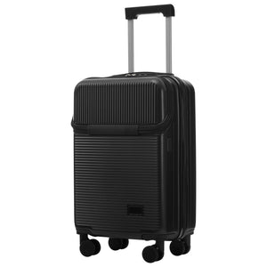 English Elm Luggage 5 Piece Hardside Abs Set with Front Access Carry on and Tsa Spinner Wheels Black N732P391579B