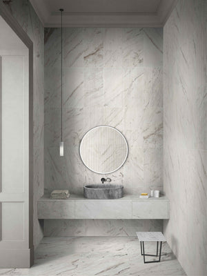 English Elm Carrara Gray Marble Vessel Sink – Semi-Polished Natural Stone, Elegant Design For Luxe Bathrooms W1696P333274