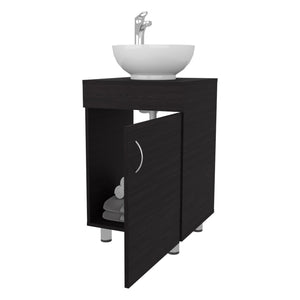English Elm FM Modern Floating Bathroom Vanity with Integrated Sink and Soft-Close Door for Sleek Storage Wenge 28.35 L x 22.44 W x 11.42 H B128P293886