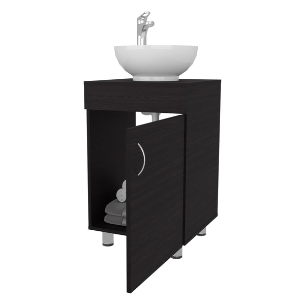 English Elm FM Modern Floating Bathroom Vanity with Integrated Sink and Soft-Close Door for Sleek Storage Wenge 28.35 L x 22.44 W x 11.42 H B128P293886