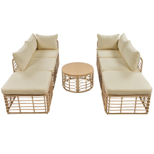 English Elm Go Modular 7 Piece Pe Rattan Patio Sectional with Cushions for Backyard Entertaining N704G201233D
