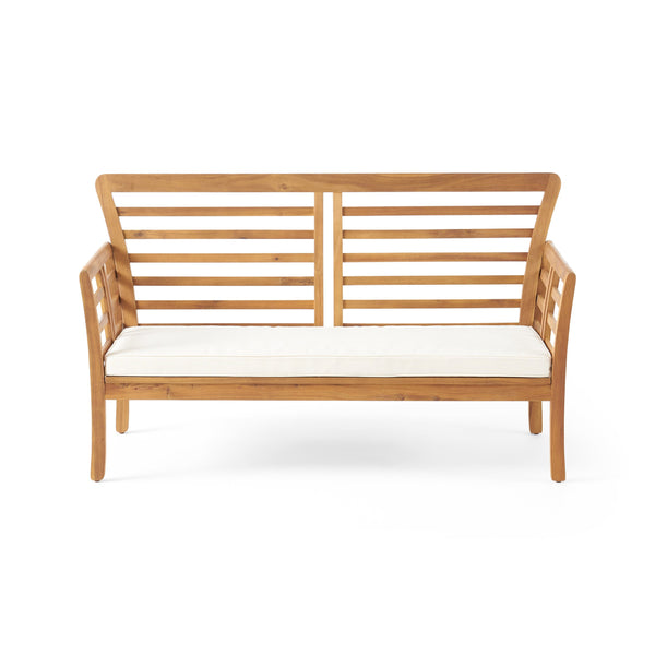 English Elm Caydon Outdoor Loveseat Solid Acacia Hardwood Open Slat Frame Patio Bench Seating 56818.00WTC
