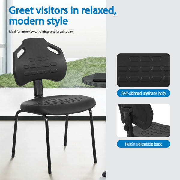OSP Home Furnishings Armless Guest Chair Urethane Seat Ergonomic Office Reception Adjustable Back Support KH81391