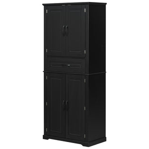 English Elm [video] Tall Matte Black Bathroom Cabinet with Drawer Adjustable Shelves and Door Racks N759P241667B