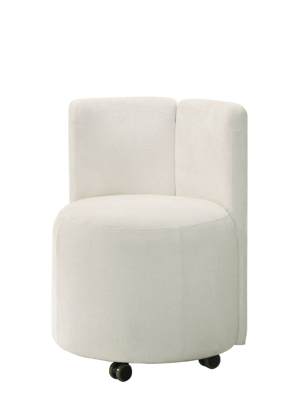 English Elm Blayde White Chenille Swivel Side Chair Set of 2 - 360° Comfort Seats, Rubberwood Frame, Modern Elegance B2726P246627