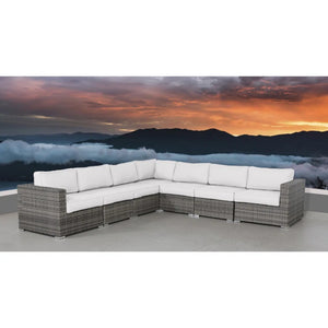 English Elm Weather-Resistant 122" Wicker Patio Sectional with Sunbrella Cushions, HDPE Wicker, Rustproof Frame B120S00097