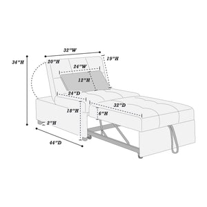 English Elm Contemporary Armless Sleeper Sofa Chair with Sherpa Tufted Seat, Pull-Out Bed & Accent Pillow, White B011P200214