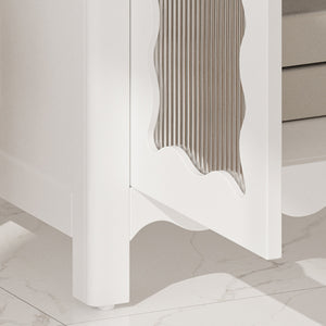 English Elm Christopher Knight Home® - 30 Inches Bathroom Vanity With Tempered Glass Doors, Space-Saving Design, White Rubber Wood Style N817P299499W