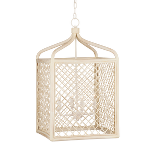 Wanstead Lantern - Handcrafted Wicker Pendant Light with Adjustable Height, Coastal Elegance & Style