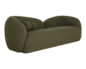 Sunpan Esme Sofa - Luxurious Boucle Design With Cozy Curves And Spherical Cushions For Ultimate Comfort Green Fabric 111498