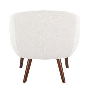 English Elm Contemporary Cream Upholstered Lounge Chair with Walnut Legs for Bedroom Reading B202P223424