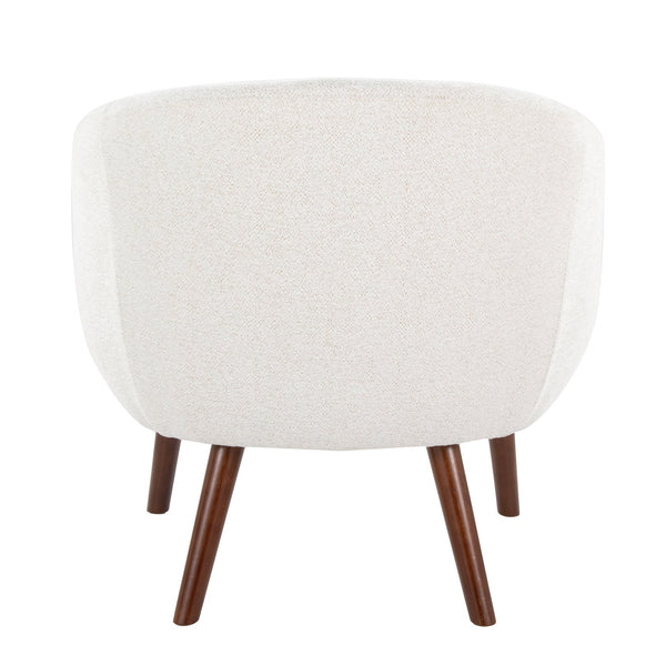 English Elm Contemporary Cream Upholstered Lounge Chair with Walnut Legs for Bedroom Reading B202P223424