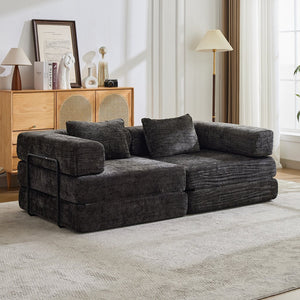 English Elm Compression Convertible Floor Sofa Bed - Flexible Modular Chenille Loveseat For Small Spaces, No Assembly! W3723P345650