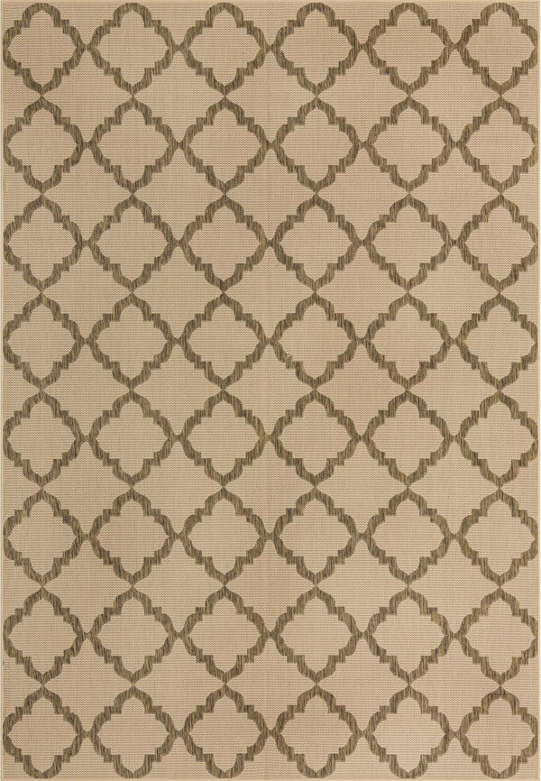 Unique Loom Outdoor Trellis Raised Trellis Machine Made Geometric Rug Beige, Beige/Brown 8' 0" x 11' 4"