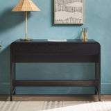 Chantelle Modern Curved Writing Desk with Statement Wood Drawer Pulls Black WECHA42OS2BL0 Walker Edison