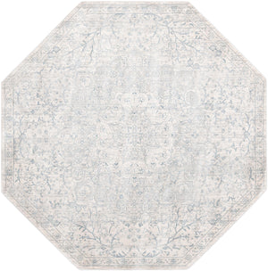 Unique Loom Newport Elms Machine Made Medallion Rug Gray, Ivory/Blue 7' 1" x 7' 1"