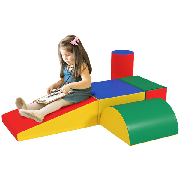 English Elm Soozier 5 Piece Foam Climbing Play Set for Toddlers with Faux Leather Wipe Clean Blocks W2225P249706