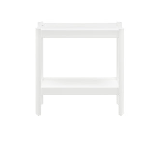 English Elm Yonda White Nightstand with Two Raised-Edge Shelves, Rounded Corners, Floor Glides — Solid Wood/MDF Elegance B050P376964