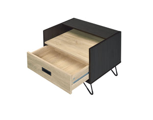English Elm Melkree Oak & Black Accent Table with Drawer and Open Shelf, Industrial Modern 19" Display Unit B2726P243245