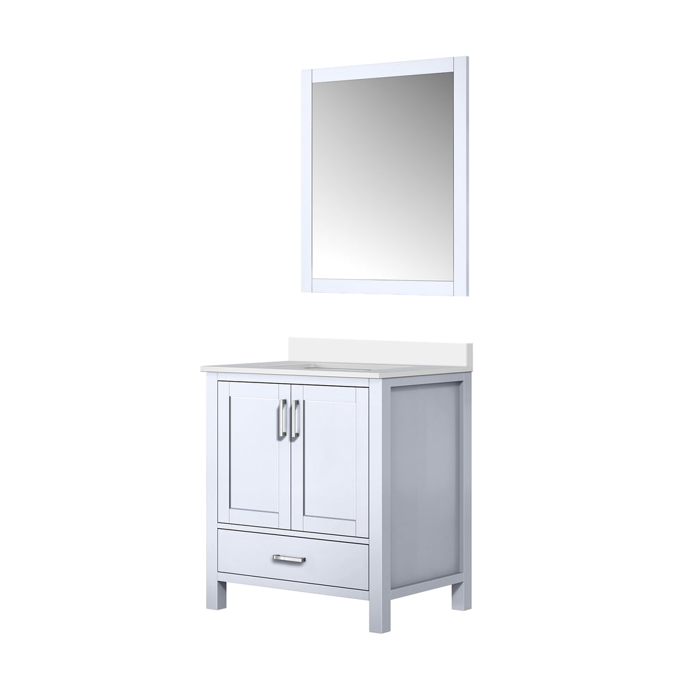English Elm White Bath Vanity 30 in. W with White Quartz Top, Soft-Close Drawer, Mirror Included, Durable Finish B2731S00672