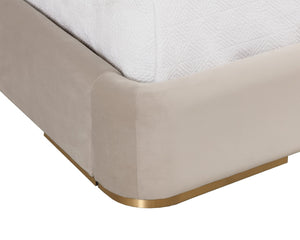 Sunpan CLARIMOND Bed - King Size - Sculptural Elegance with Luxe Boucle Upholstery and Gold Accents 112318