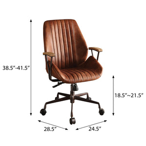 English Elm Cocoa Executive Swivel Office Chair with Top-Grain Leather, Wooden Armrests, Pneumatic Lift Comfort B062P182754