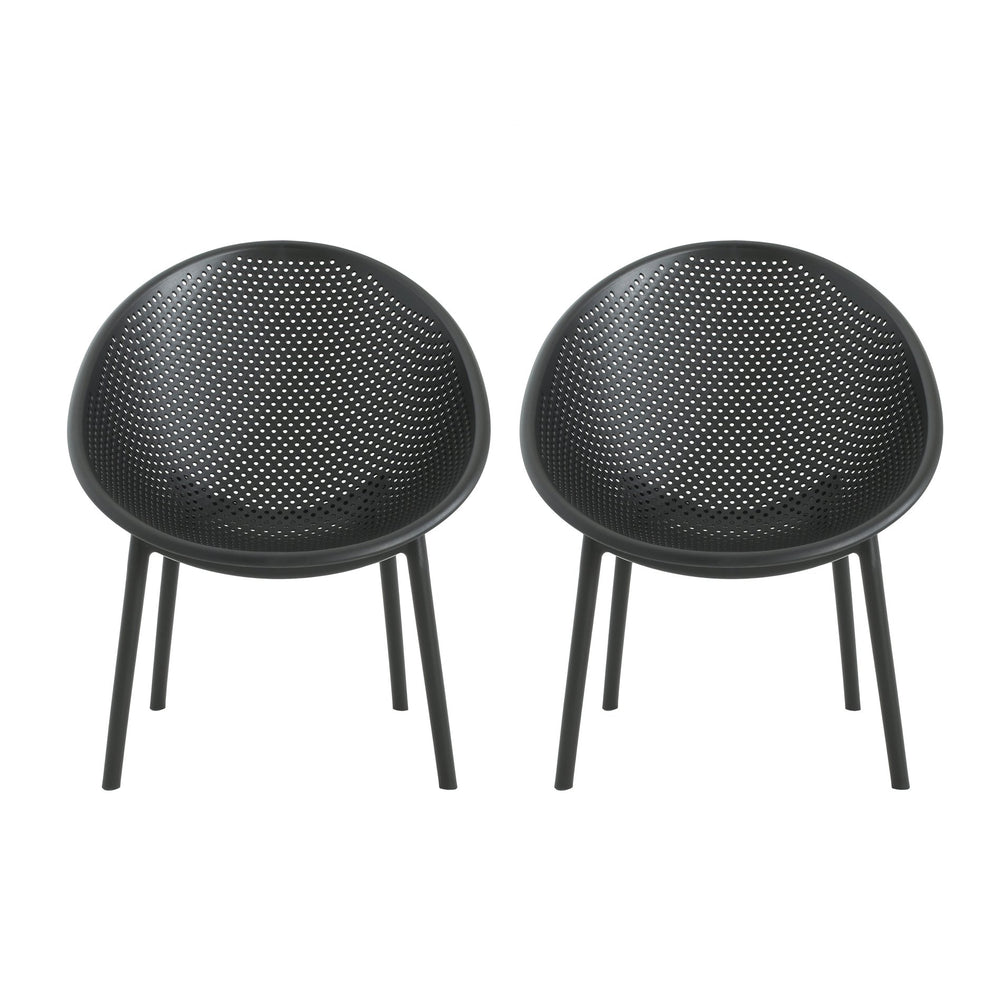 English Elm Christopher Knight Home® - Gable Weather-Resistant Accent Chair Set of 2 — Durable Polypropylene Outdoor Seating, Easy Care Black N775P176715B