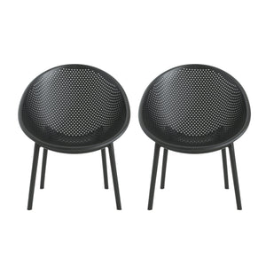English Elm Christopher Knight Home® - Gable Weather-Resistant Accent Chair Set of 2 — Durable Polypropylene Outdoor Seating, Easy Care Black N775P176715B