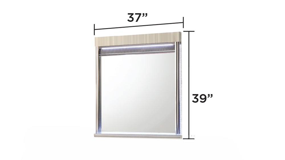 English Elm Leonor Gray Rectangular Wall Mirror with Built-in Led Frame for Modern Bedrooms B009P454943
