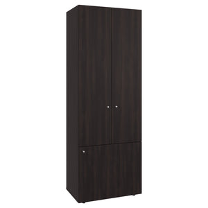 English Elm Home 3 Door Closet System - Stained Walnut Bedroom Storage with Hanging Rod, Adjustable Shelves, Durable Design B200P350345