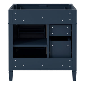 English Elm 30'' Modern Bathroom Vanity Cabinet with Roman Legs, 3 Drawers, Adjustable Shelf, Tip-Out Drawer, Durable MDF/Solid Wood Blue N710P236988C