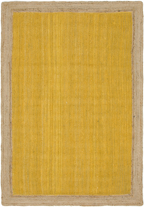 Unique Loom Braided Jute Goa Hand Braided Border Rug Yellow, Natural 6' 1" x 9' 0"