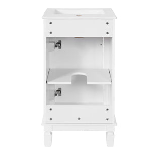 English Elm 18-inch French Country Freestanding Bathroom Vanity Rubberwood Cabinet with Ceramic Sink White N710P371187K