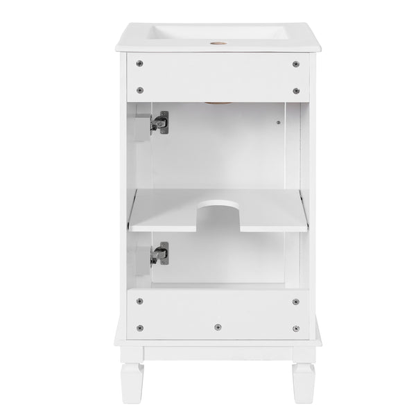 English Elm 18-inch French Country Freestanding Bathroom Vanity Rubberwood Cabinet with Ceramic Sink White N710P371187K