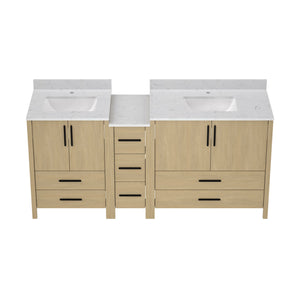 English Elm 108"w×22"d×34"h Freestanding Double Sink Vanity with White Countertop Soft Close T3785S00008