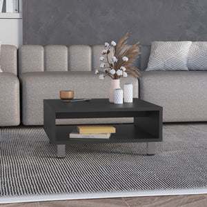 English Elm Coffee Modern engineered wood coffee table with one shelf, sturdy legs, compact storage solution, eco-friendly compliant Black 28.35 L x 25.2 W x 2.76 H B097P250873