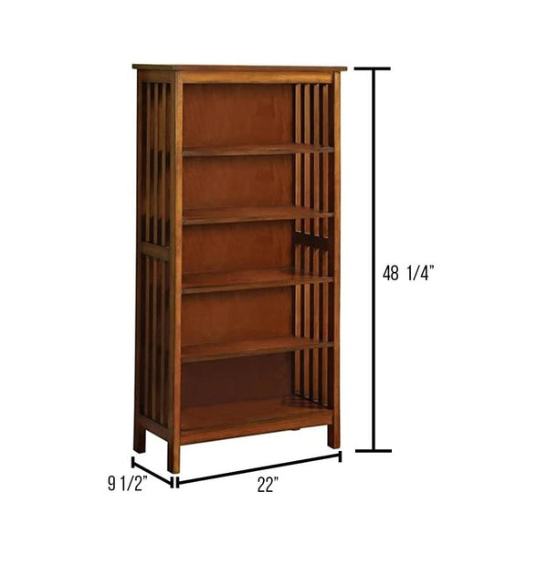 English Elm Gorgeous Antique Oak Solid Wood 5-Shelf Media Bookcase with Lattice Molding, 22"W x 48"H, Sturdy Storage B011P191545