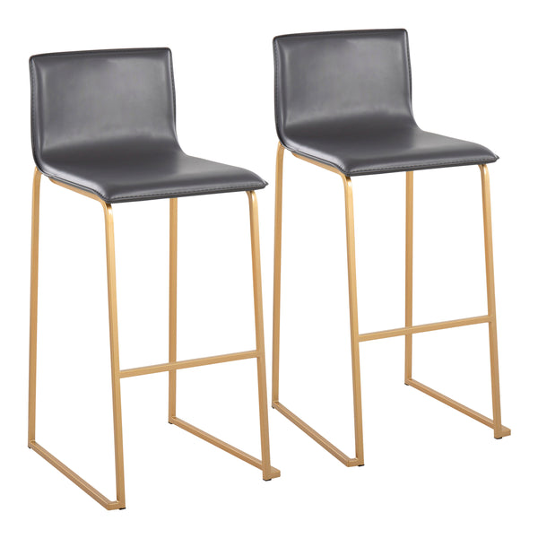 English Elm Mara Contemporary Barstool Set Of 2 In Gold Steel & Grey Faux Leather - Modern Comfort & Style B202P222231
