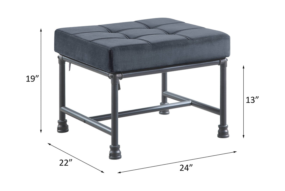 English Elm Brantley Gray Velvet Ottoman with Sandy Gray Finish — Memory Foam Seat, Metal Frame, Accent Pillow Included B2726P287570