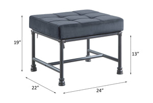 English Elm Brantley Gray Velvet Ottoman with Sandy Gray Finish — Memory Foam Seat, Metal Frame, Accent Pillow Included B2726P287570